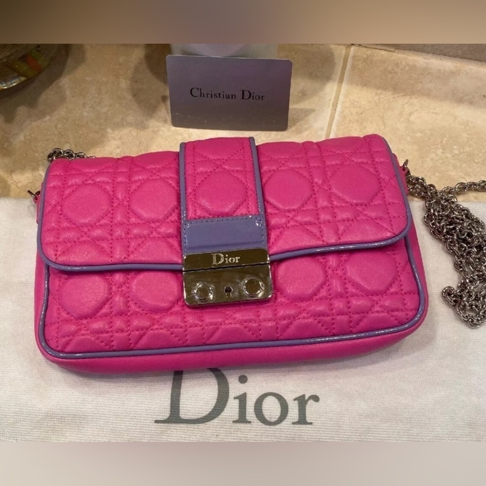 Christian Dior Hot Pink Lock Flap Lambskin Purse